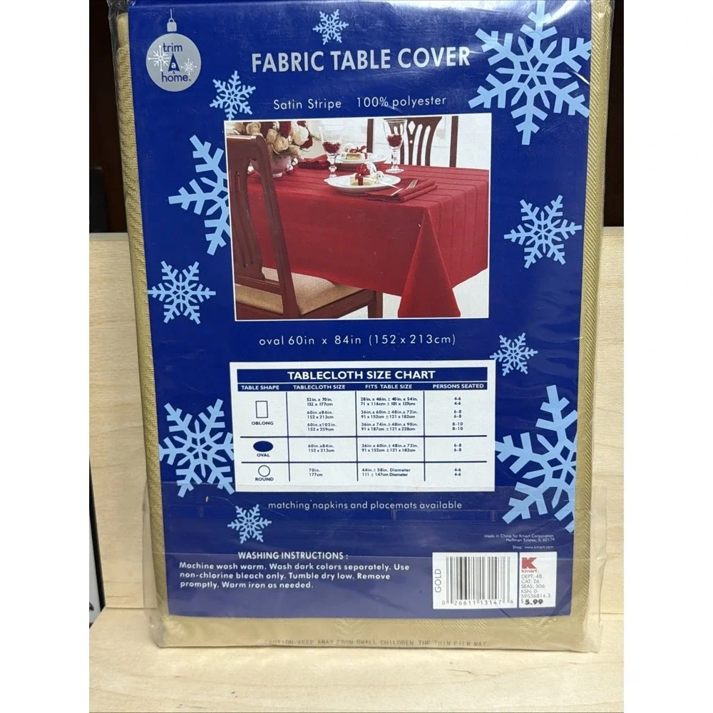 Trim a Home Fabric Table Cloth Satin Stripe Polyester 70